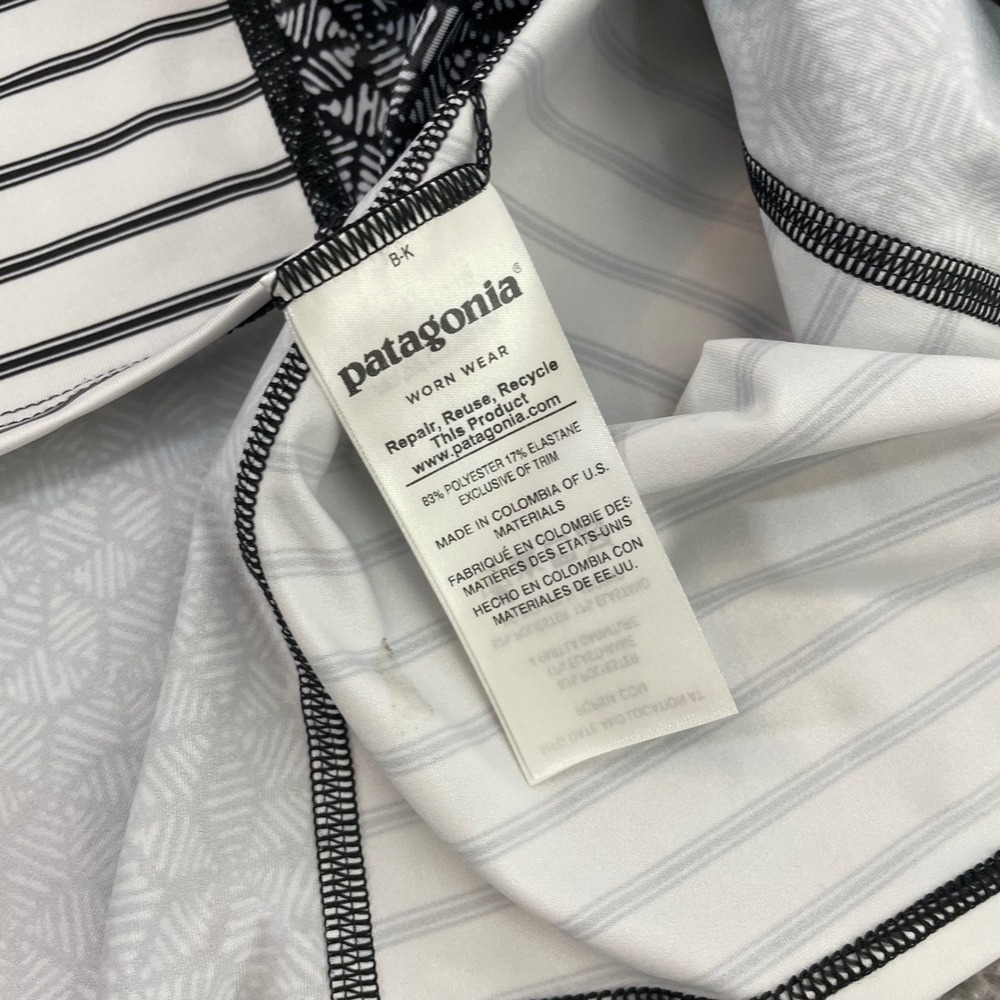 Patagonia Rash Guard Womens Large Short Sleeved Micro Swell Geometric Stripe - Picture 3 of 9